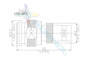 AD-T1B25A/933-93 TNC Plug (Male) to BNC Jack (Female) Adaptor